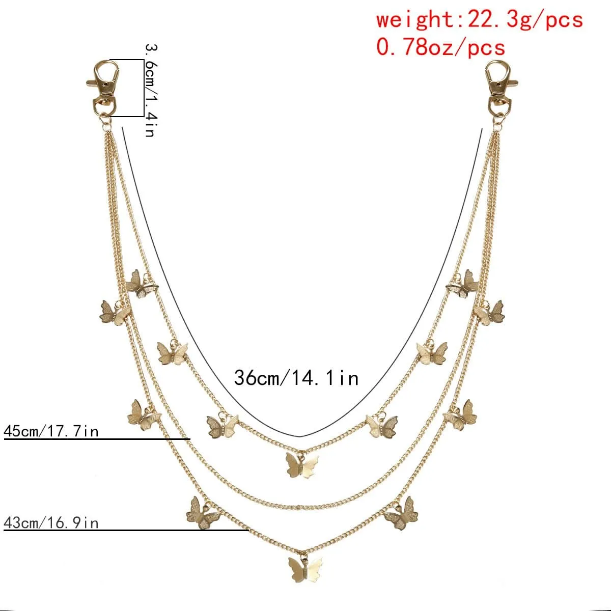 BerryBetty - Butterfly applique layered waist chain