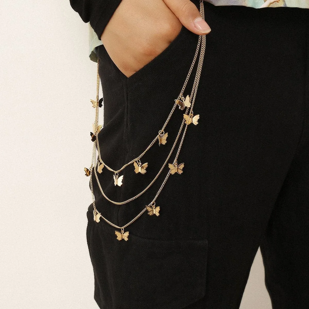 BerryBetty - Butterfly applique layered waist chain