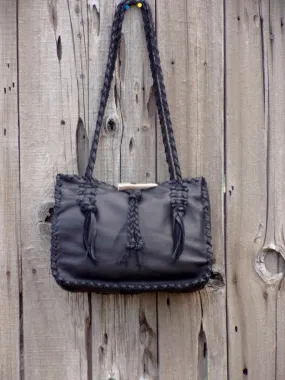Black leather shoulder bag , Leather shoulder bag