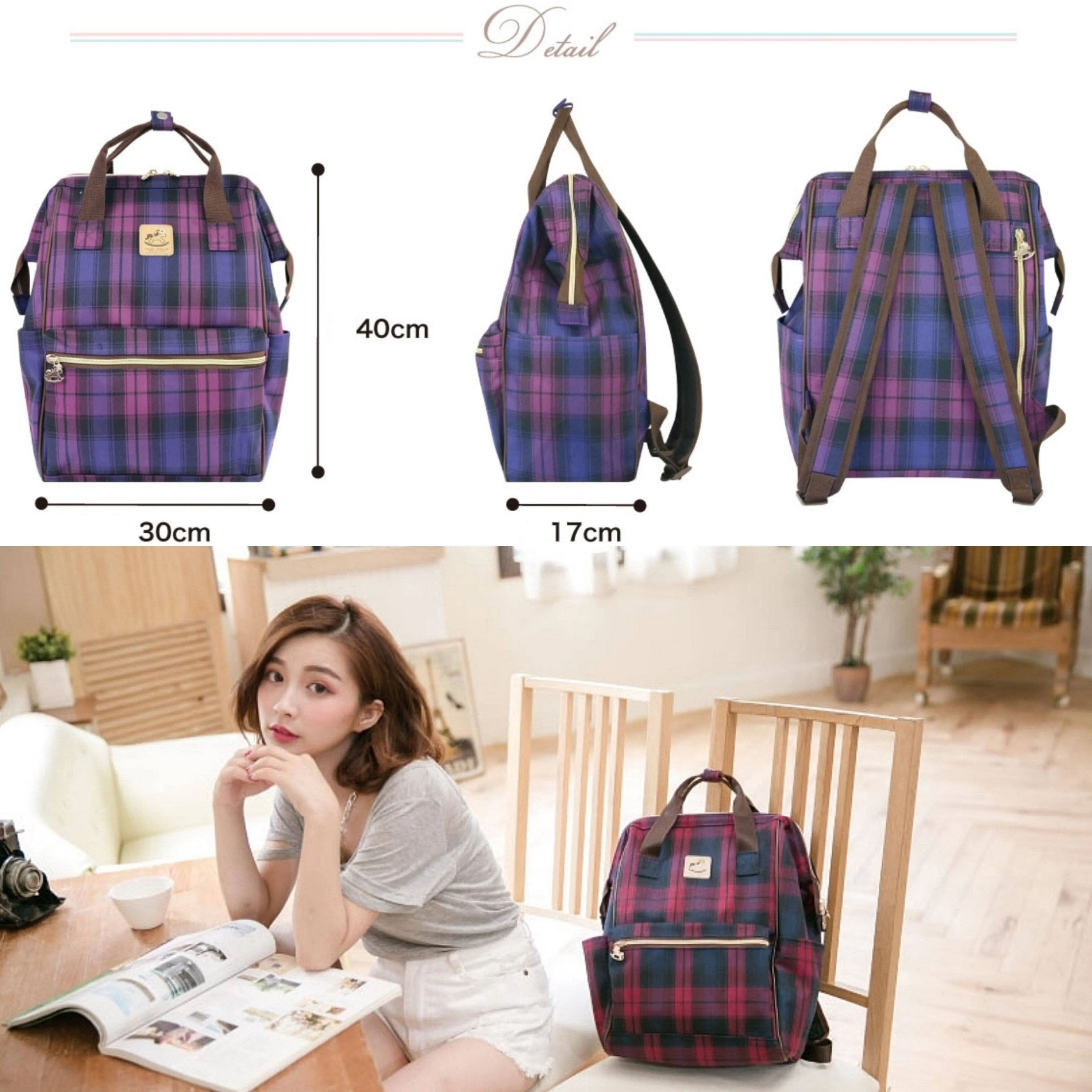 Blue Meow Cat Large Opening Backpack