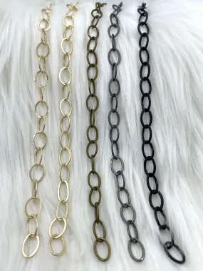 Brass Medium Cable Chain Oval sold by the foot. 12mm x 8mm oval.  Electroplated brass, 5 finishes Fast ship