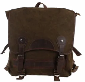 Brown Canvas Vintage Backpack Leather Trims