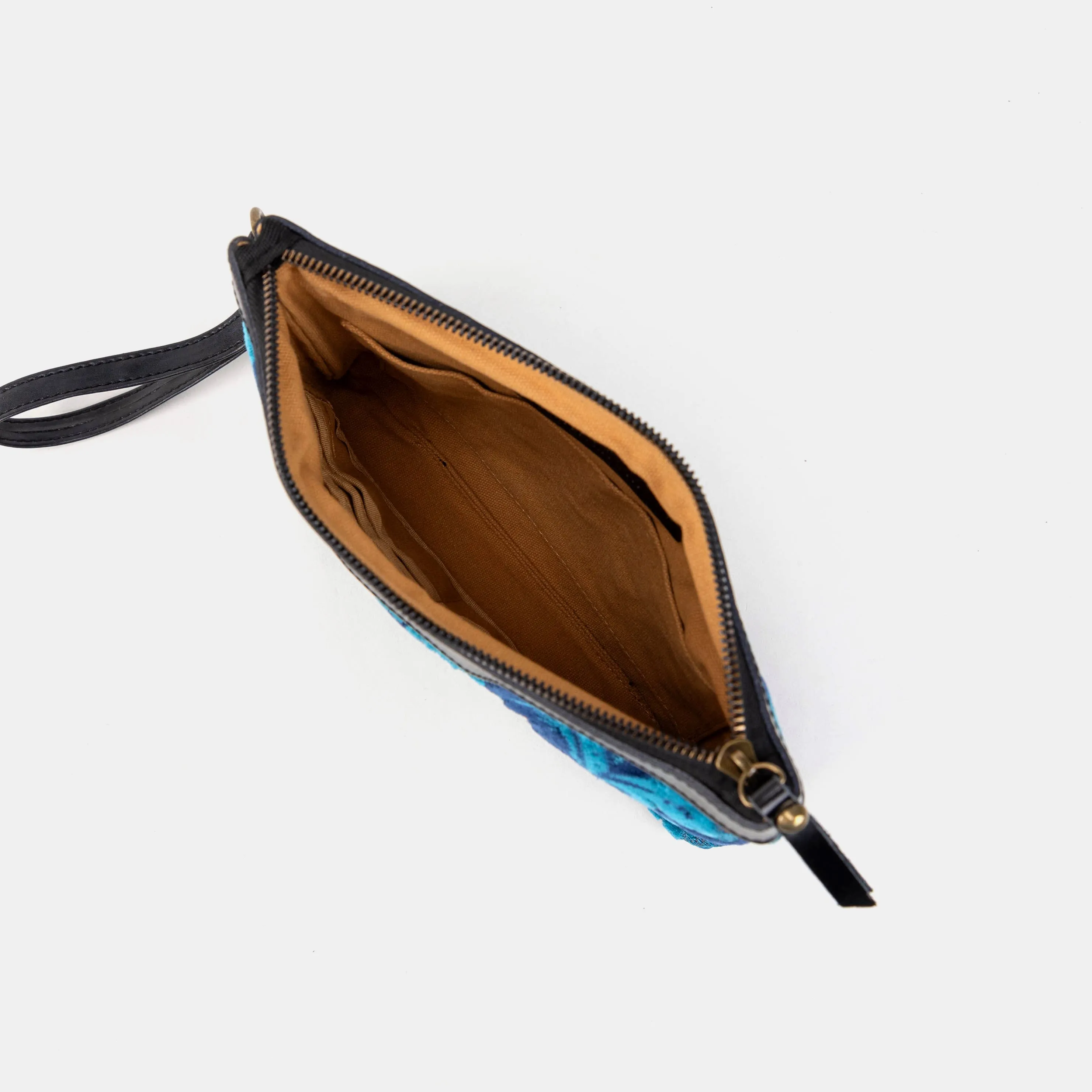 Burnout Velvet Revival Aqua Wristlet Clutch