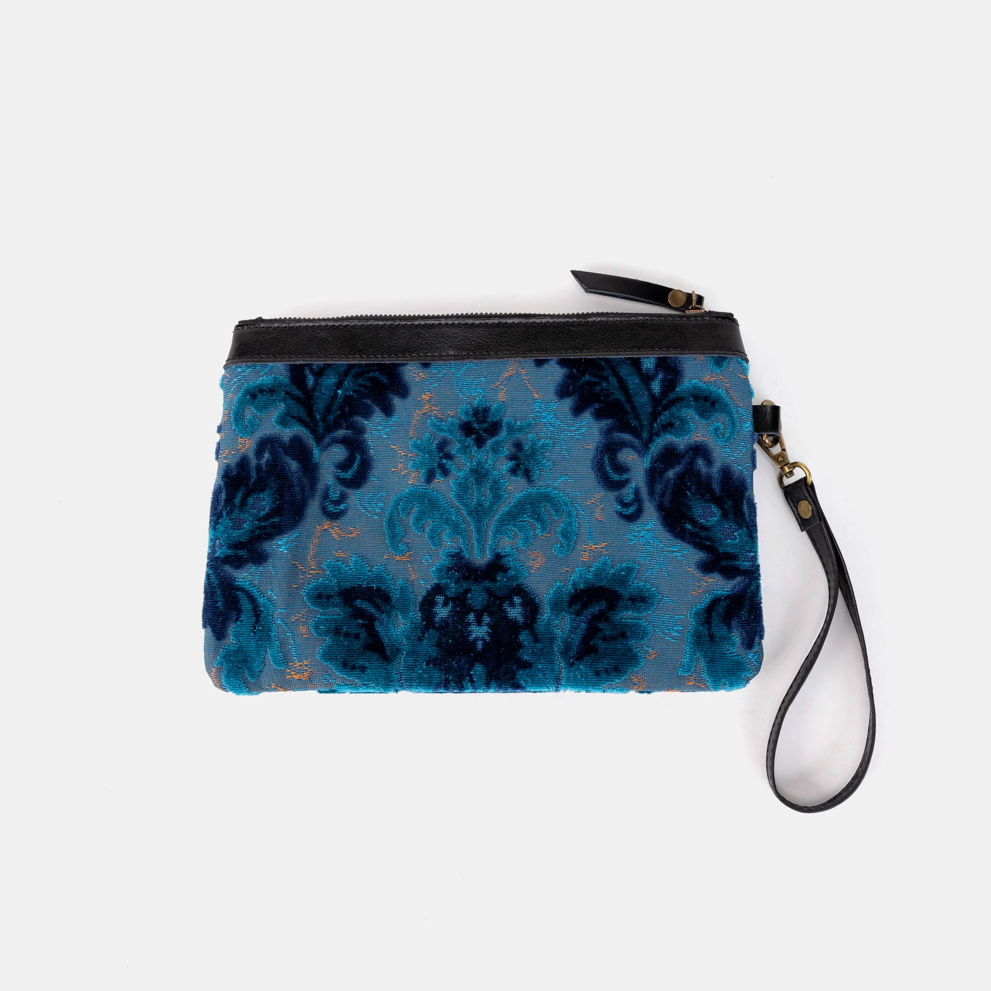 Burnout Velvet Revival Aqua Wristlet Clutch