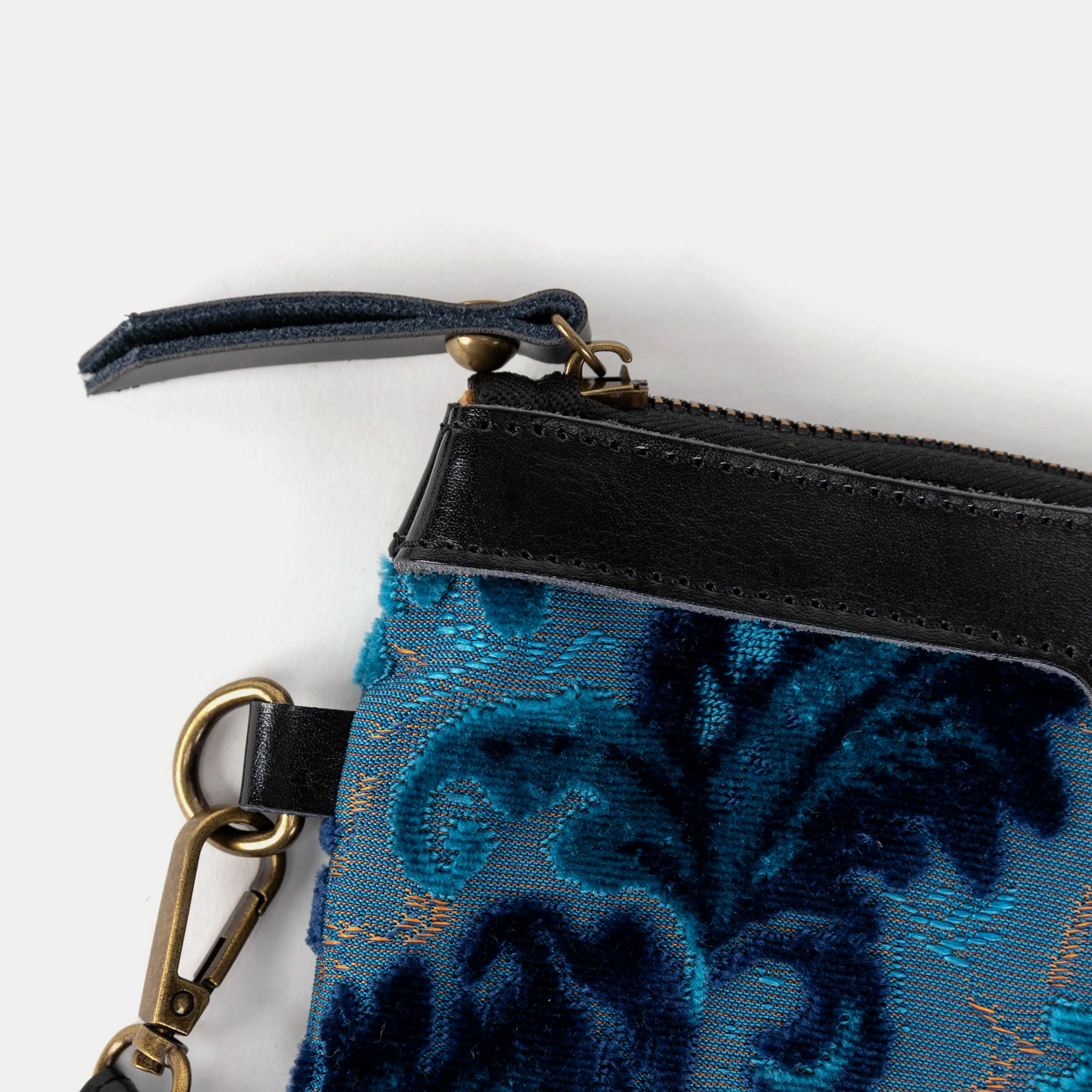 Burnout Velvet Revival Aqua Wristlet Clutch