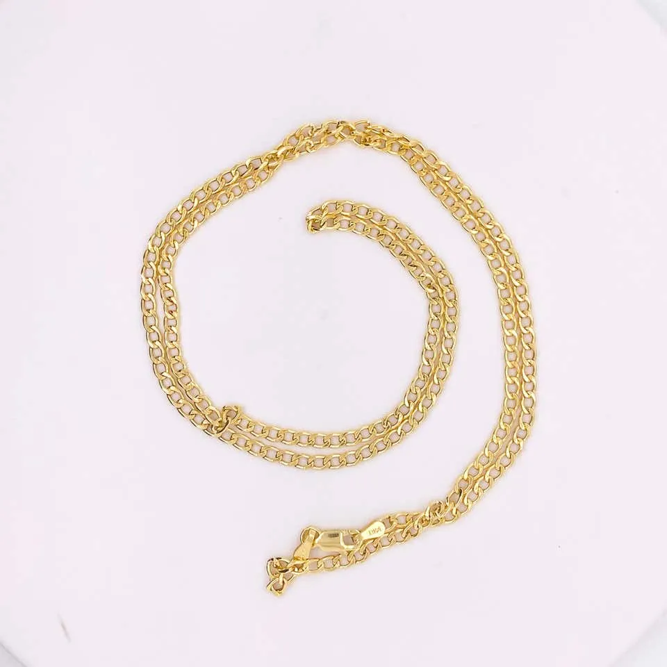 Cable Chain Necklace, 14 Karat Yellow Gold