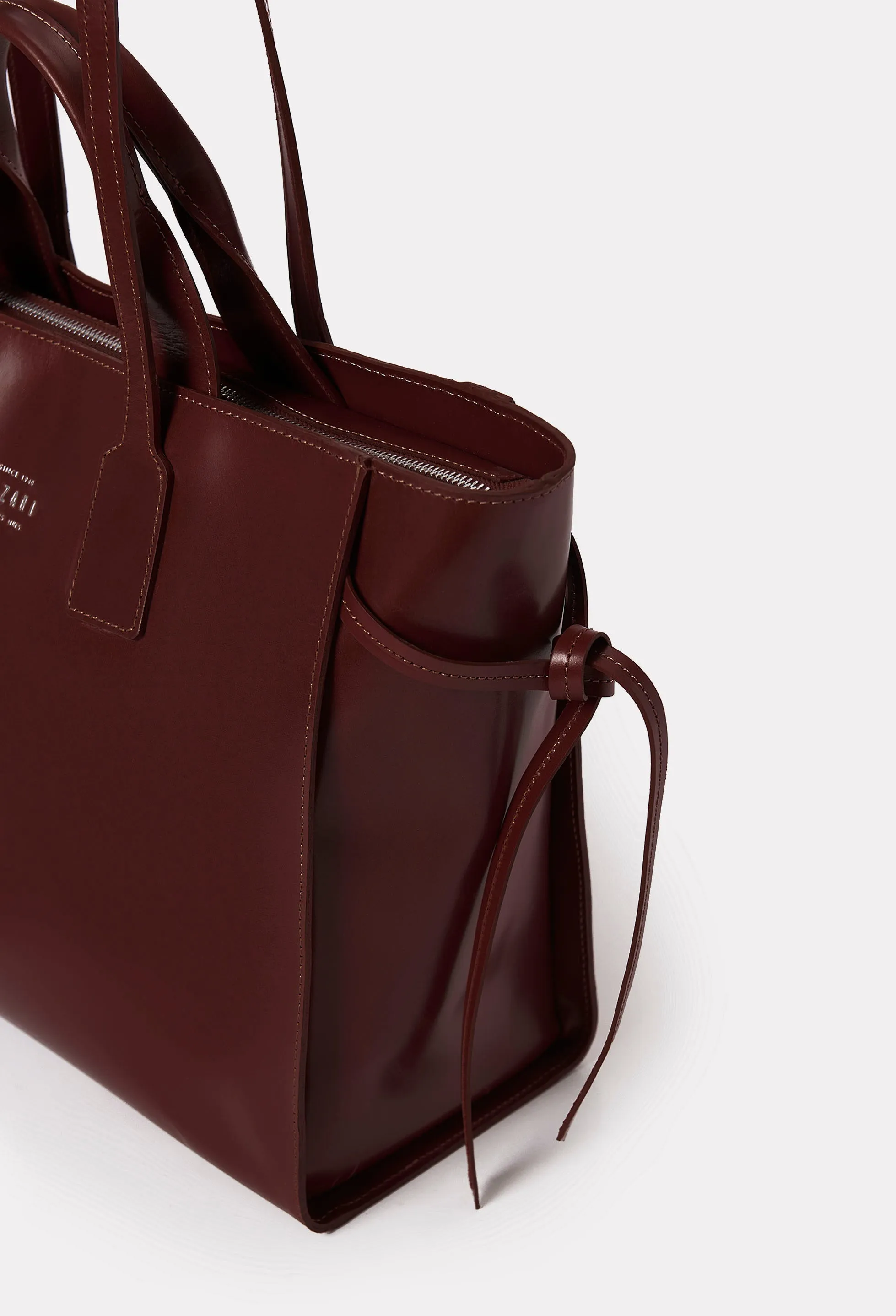 Coffee Leather Tote Bag 'Lambro'