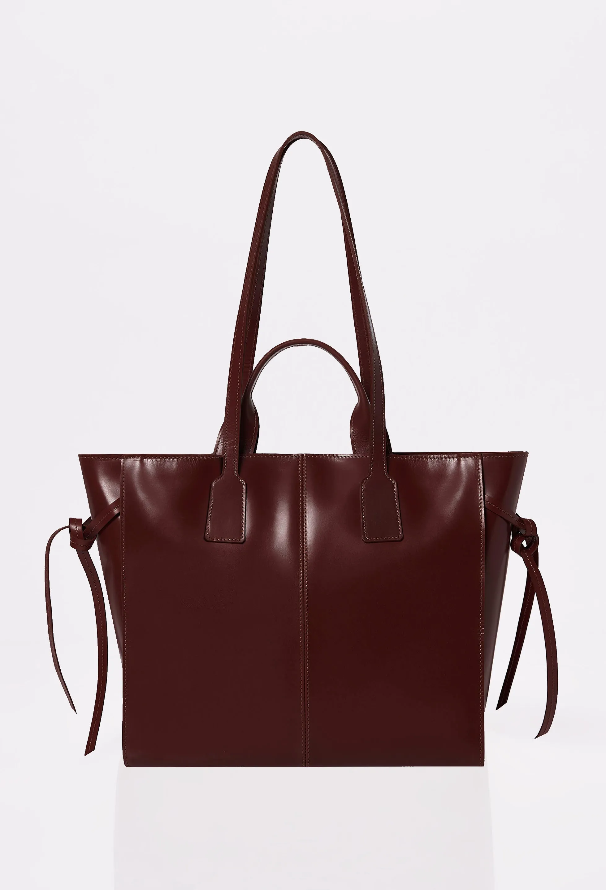 Coffee Leather Tote Bag 'Lambro'
