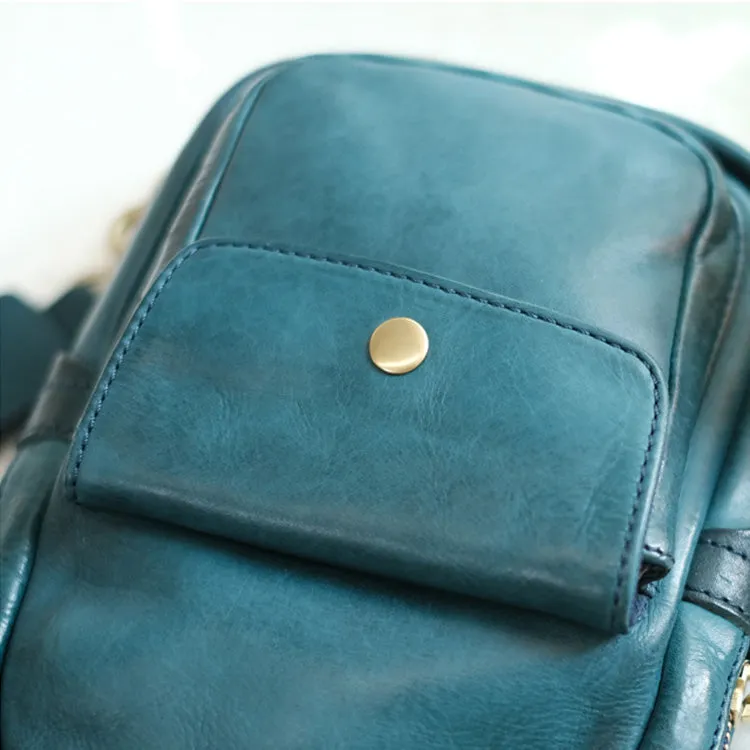 Cool Black Leather Chest Sling Bags For Women