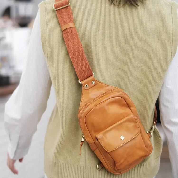 Cool Black Leather Chest Sling Bags For Women