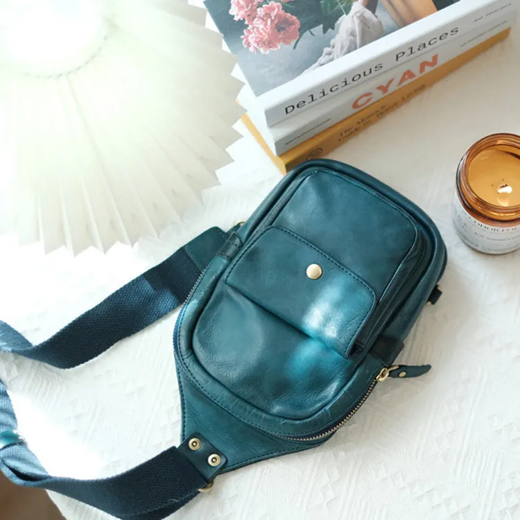 Cool Black Leather Chest Sling Bags For Women