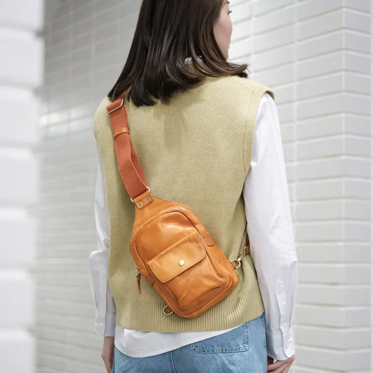 Cool Black Leather Chest Sling Bags For Women