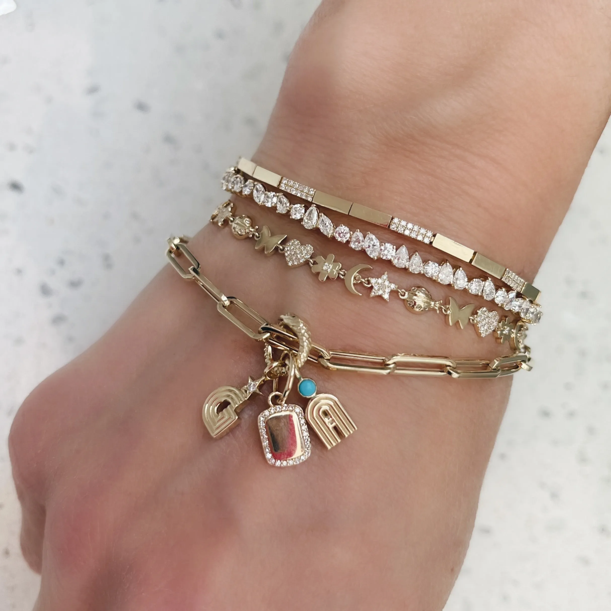 Essential Medium Paperclip Link Drawn Gold Cable Chain Bracelet (hollow)