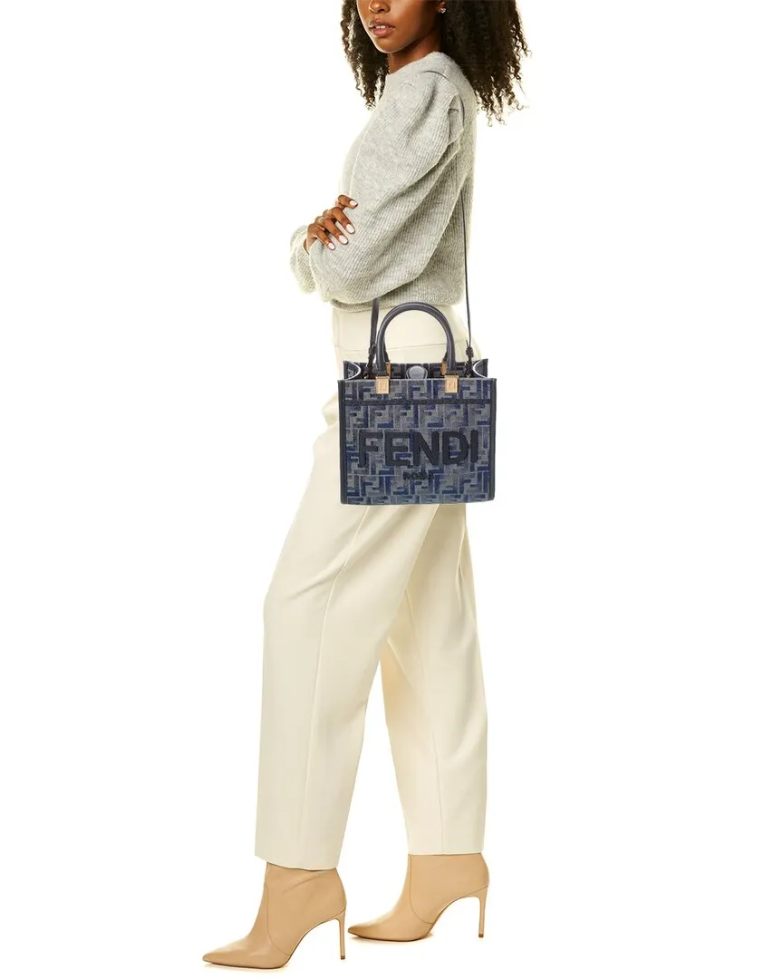 FENDI Sunshine Small FF & Leather Tote