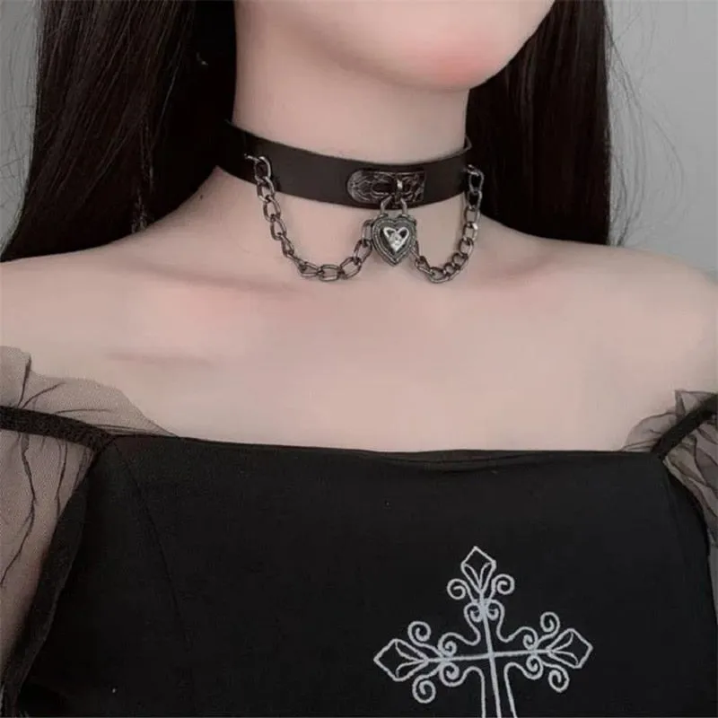 'Firetrap' Heart Chain Goth Choker