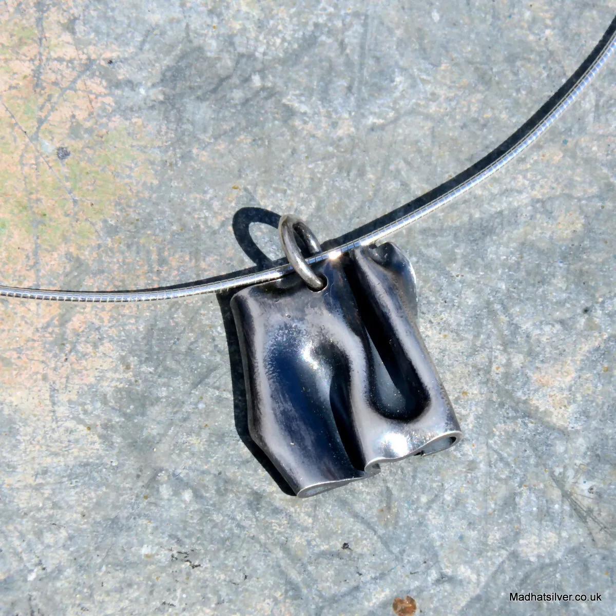 Folded Silver Wave Texture Pendant