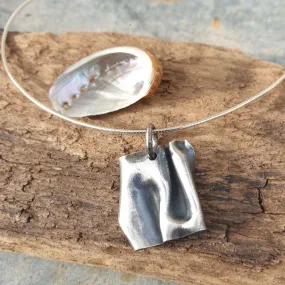 Folded Silver Wave Texture Pendant