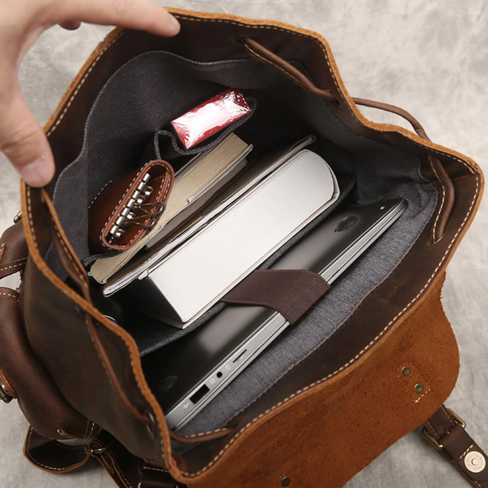 Genuine Cowhide Leather Travel Backpack