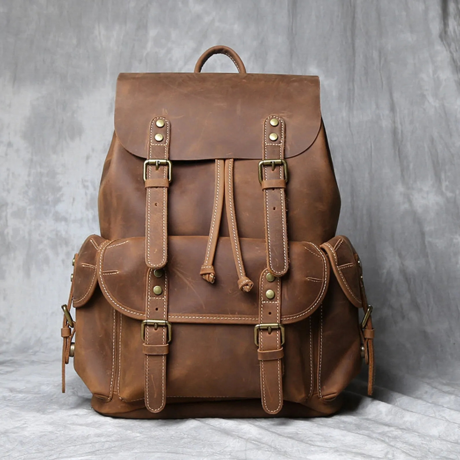 Genuine Cowhide Leather Travel Backpack