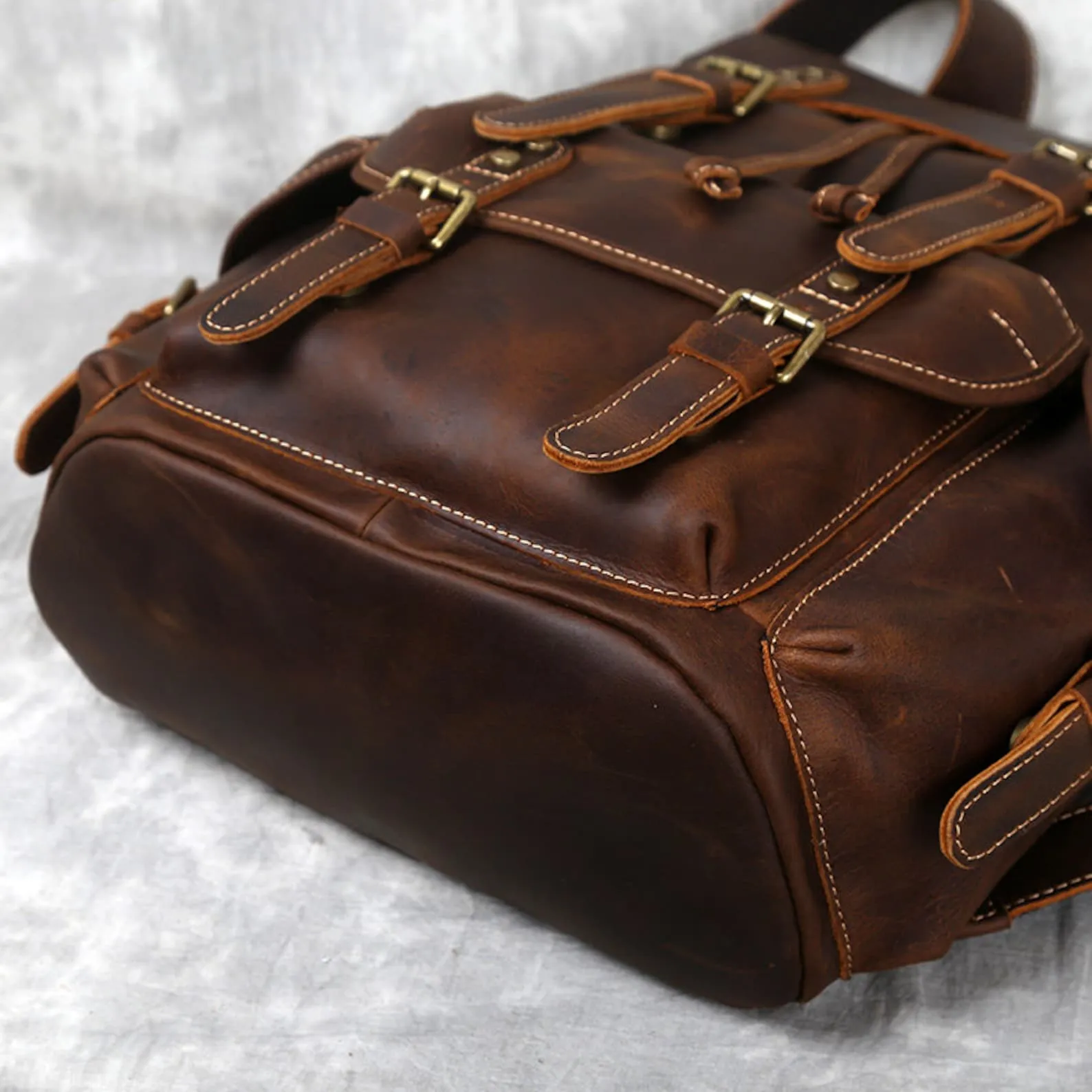 Genuine Cowhide Leather Travel Backpack