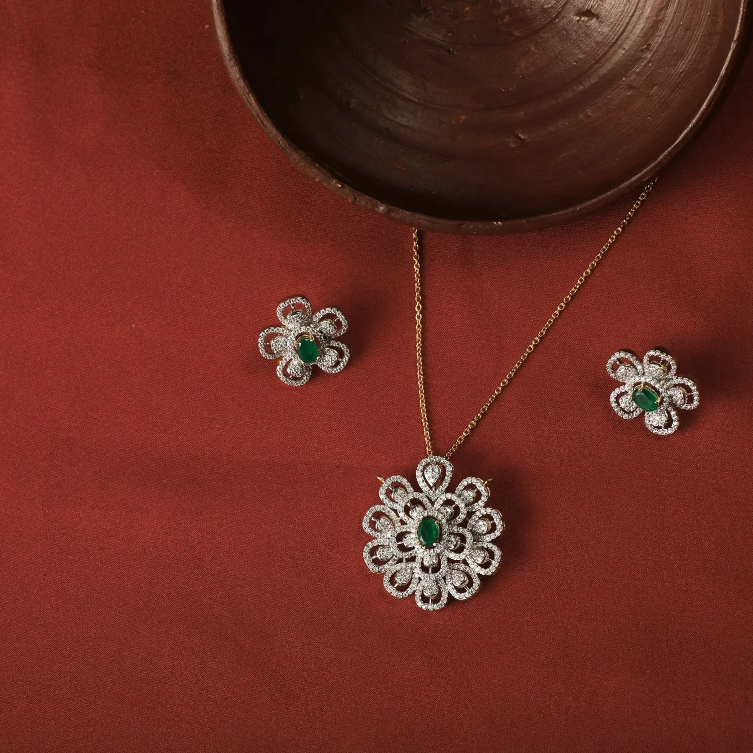 Ginia CZ Silver Pendant Set