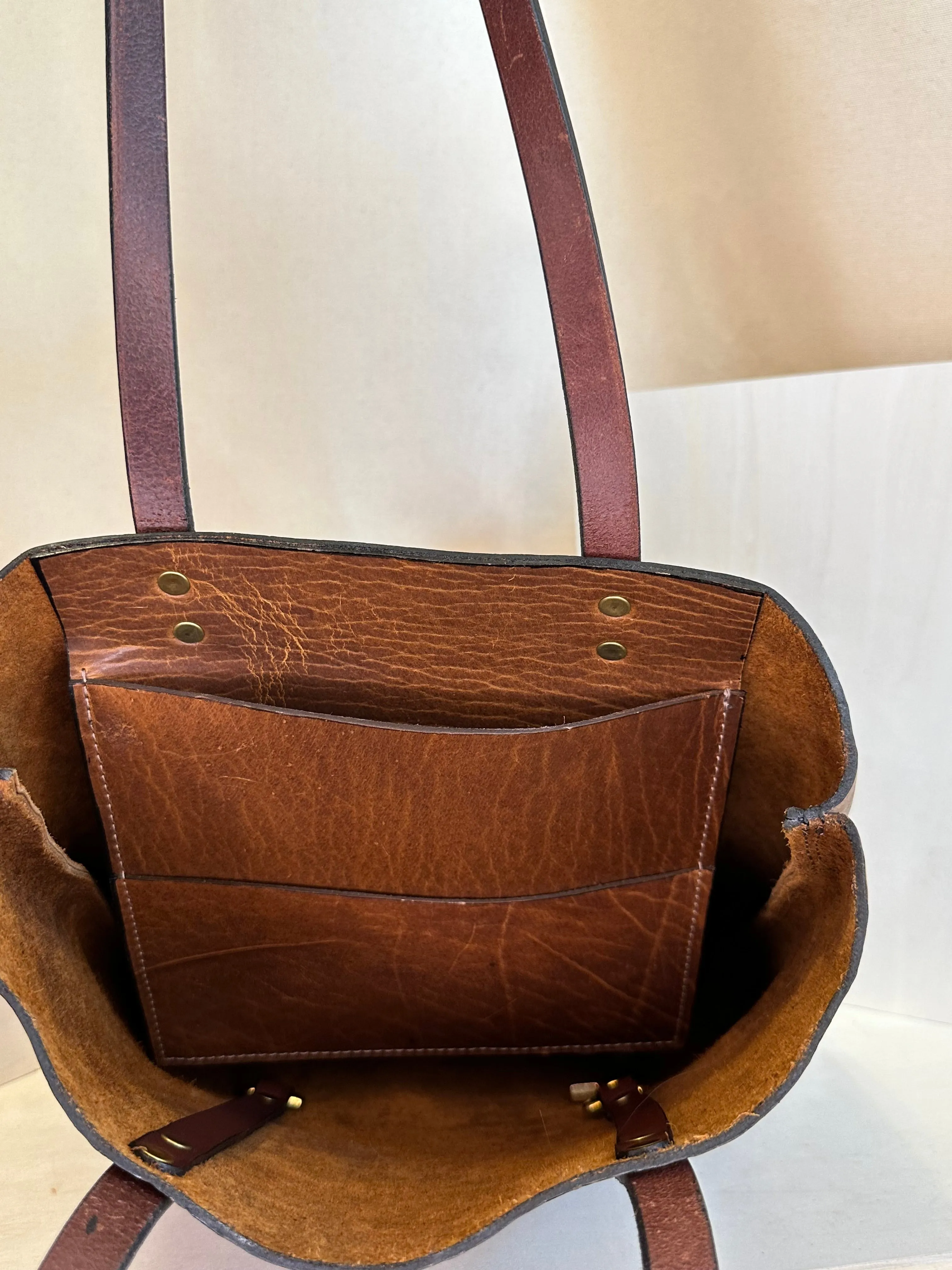 Glazed Bison EDC Slim Leather Tote Bag