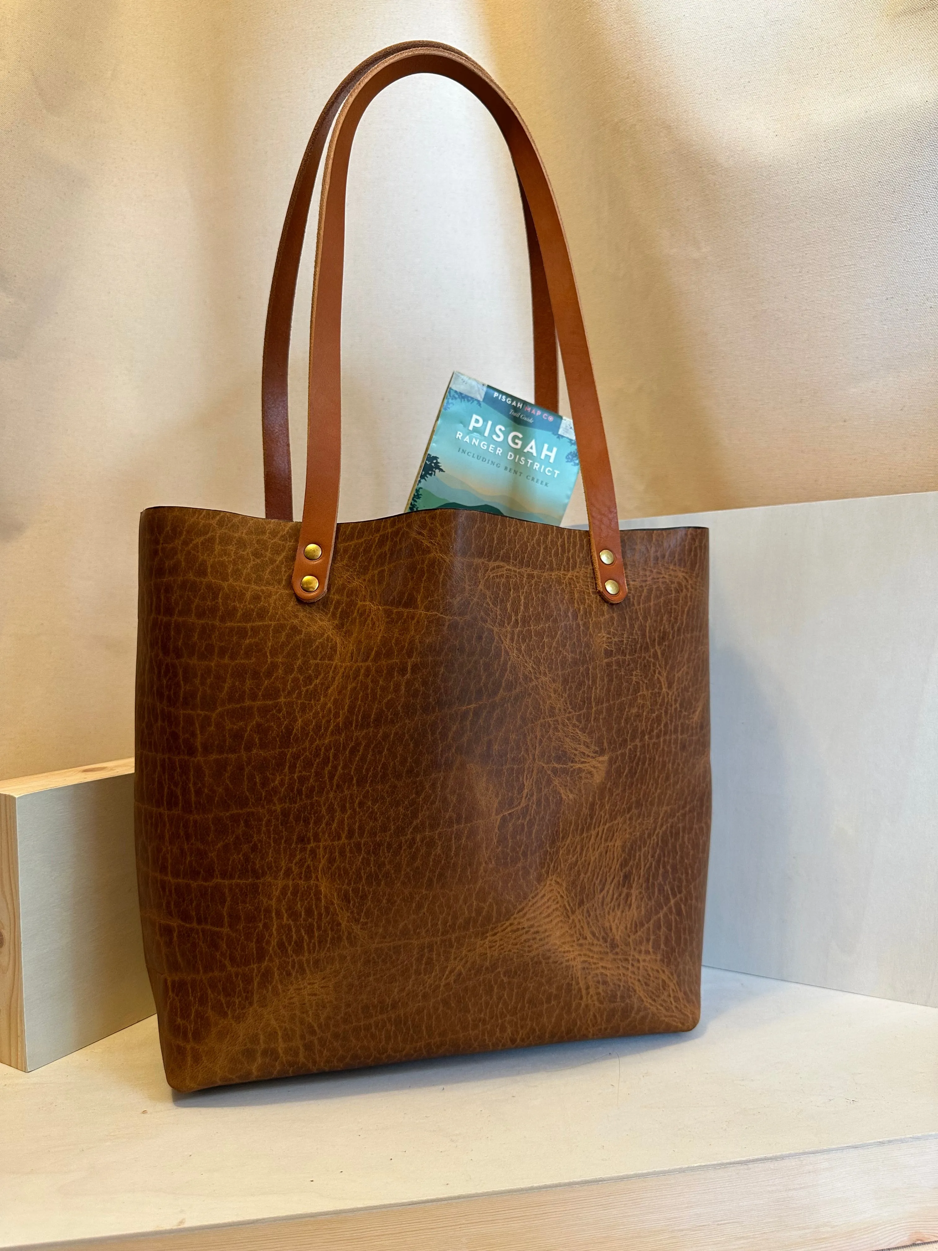 Glazed Bison EDC Slim Leather Tote Bag