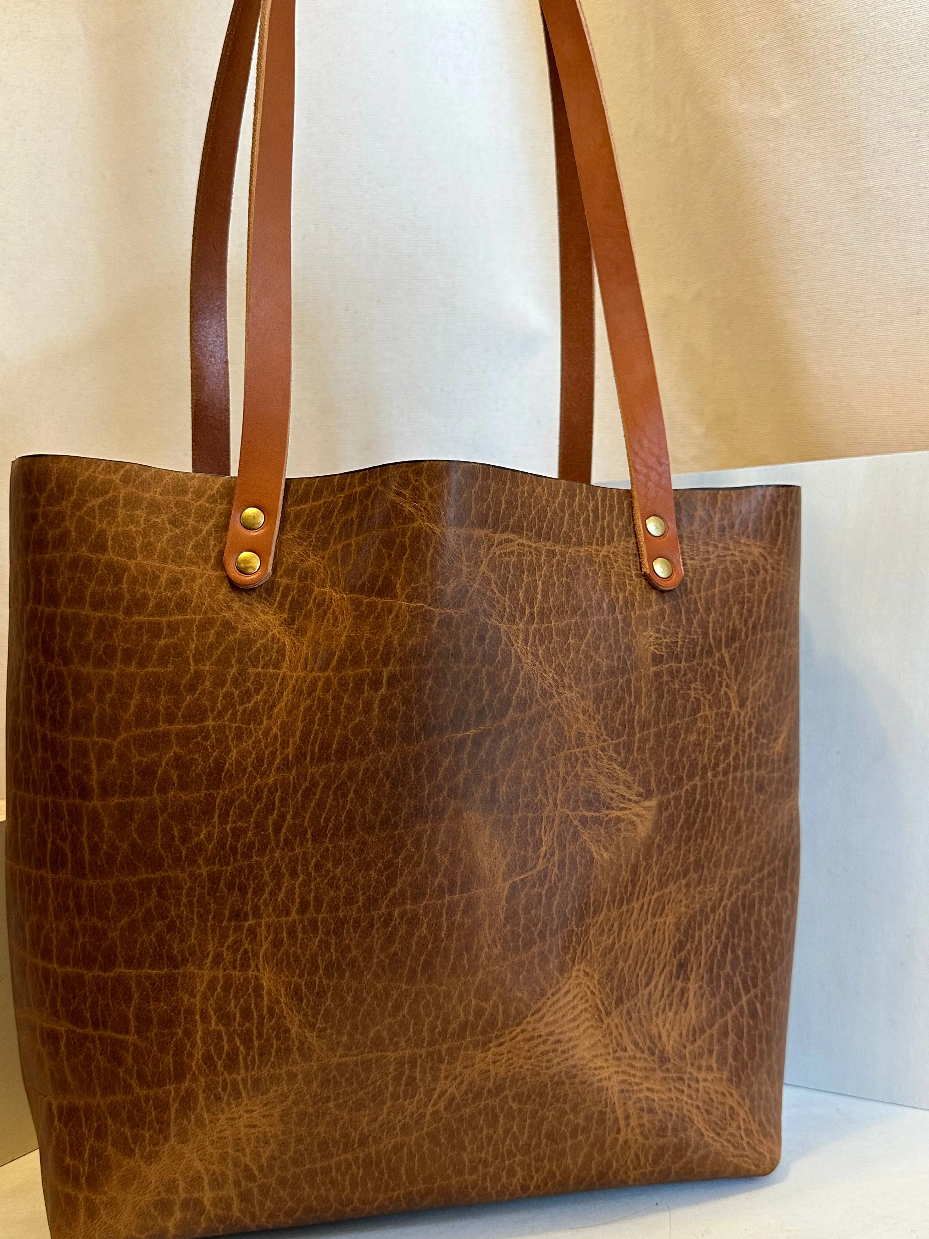Glazed Bison EDC Slim Leather Tote Bag