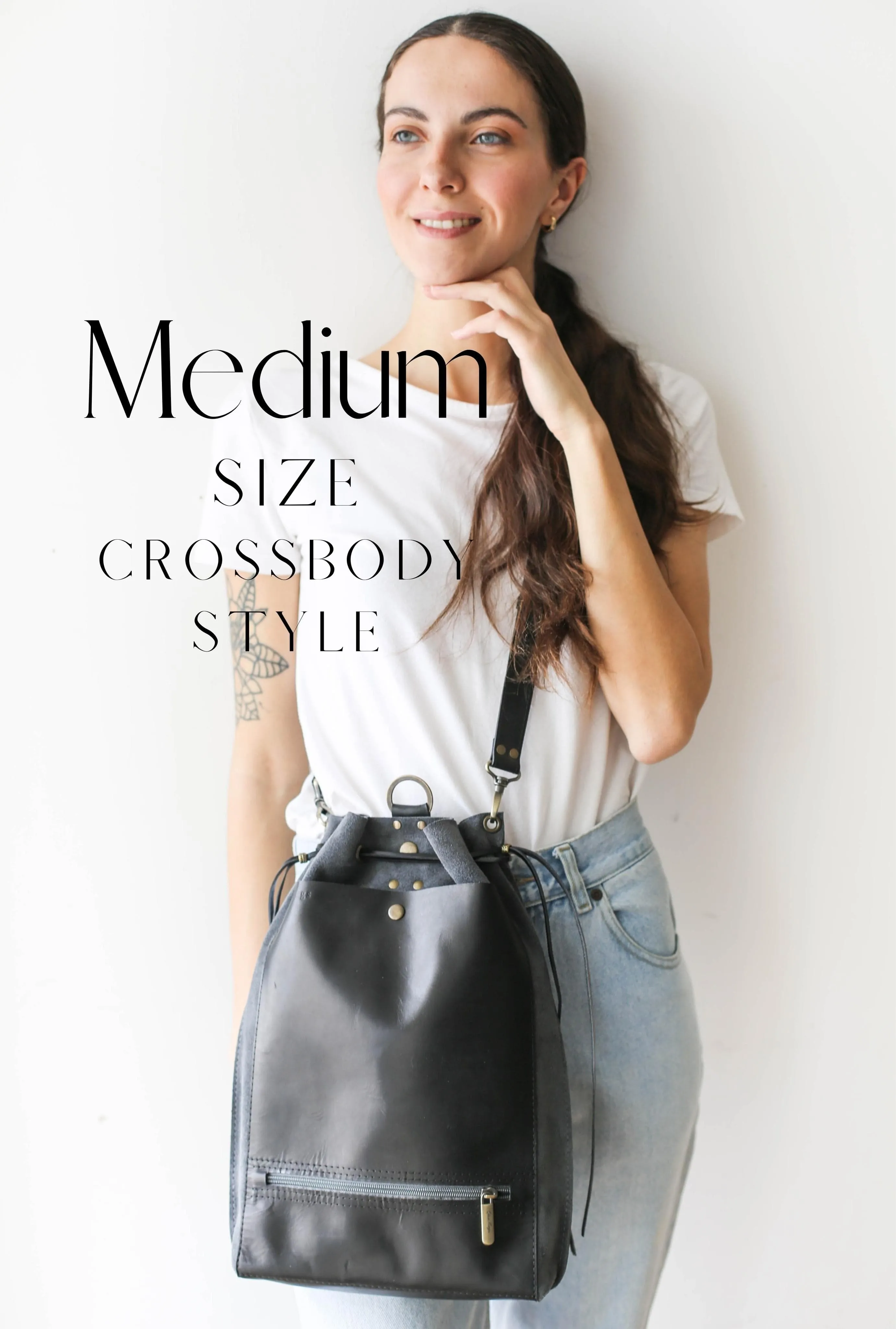 Gray Suede Leather Backpack Purse