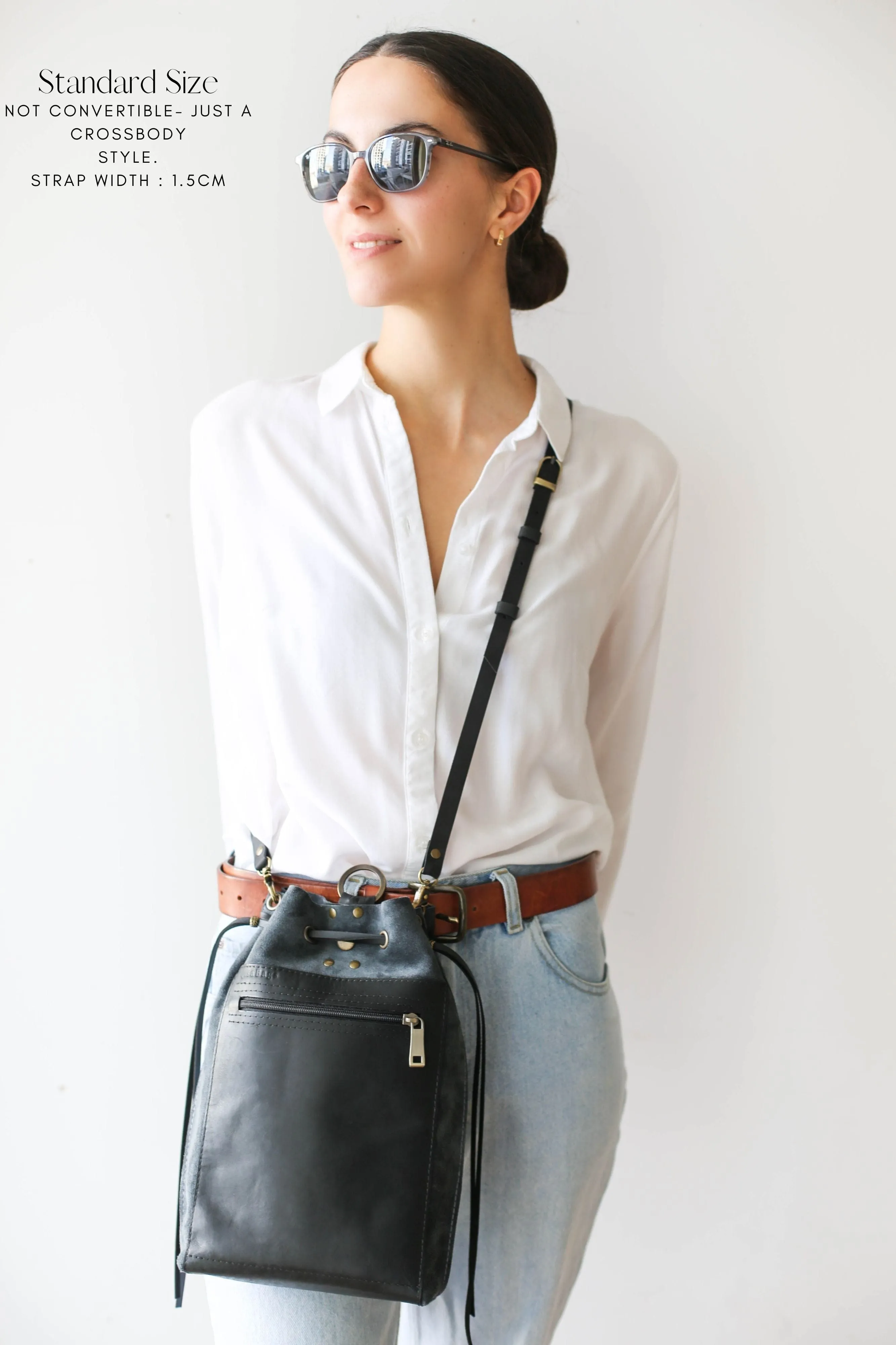 Gray Suede Leather Backpack Purse