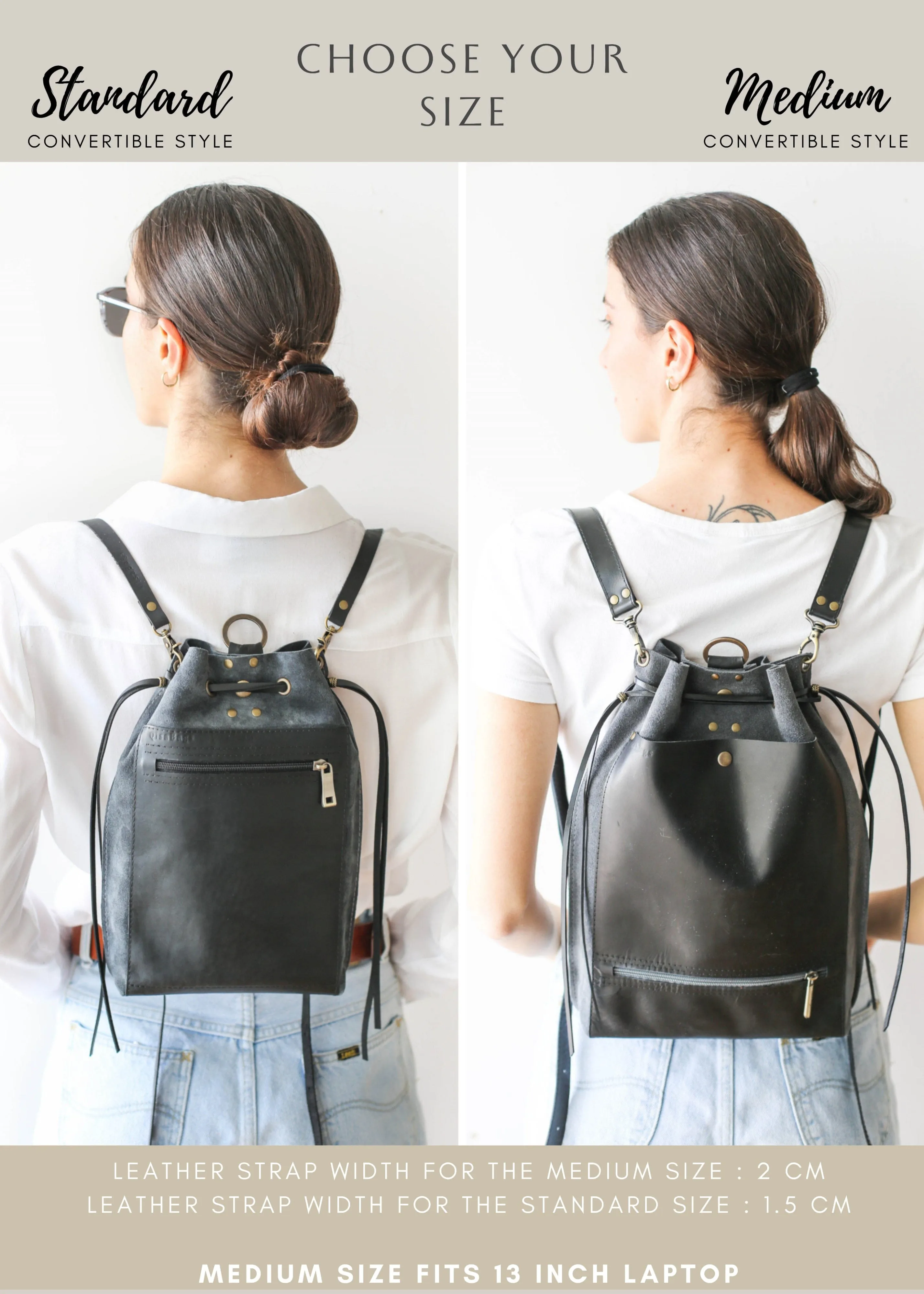 Gray Suede Leather Backpack Purse