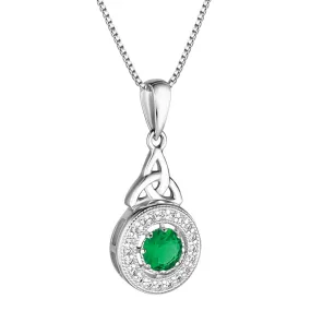 Green Trinity Knot Necklace- Cubic Zirconia