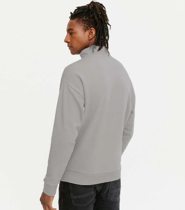 Grey Zip Funnel Neck Sweatshirt