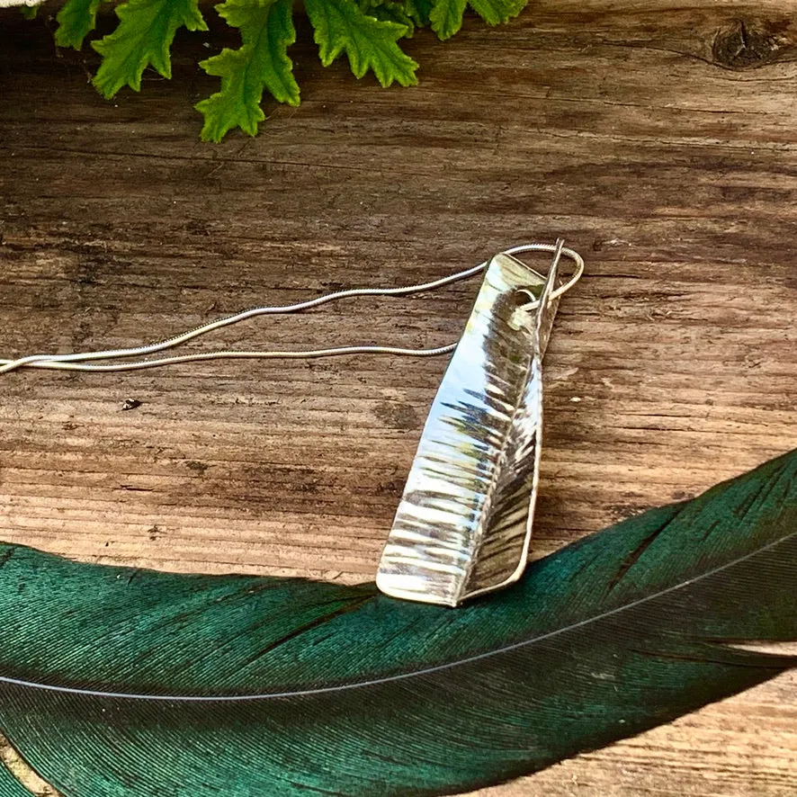 Hammered texture silver necklace