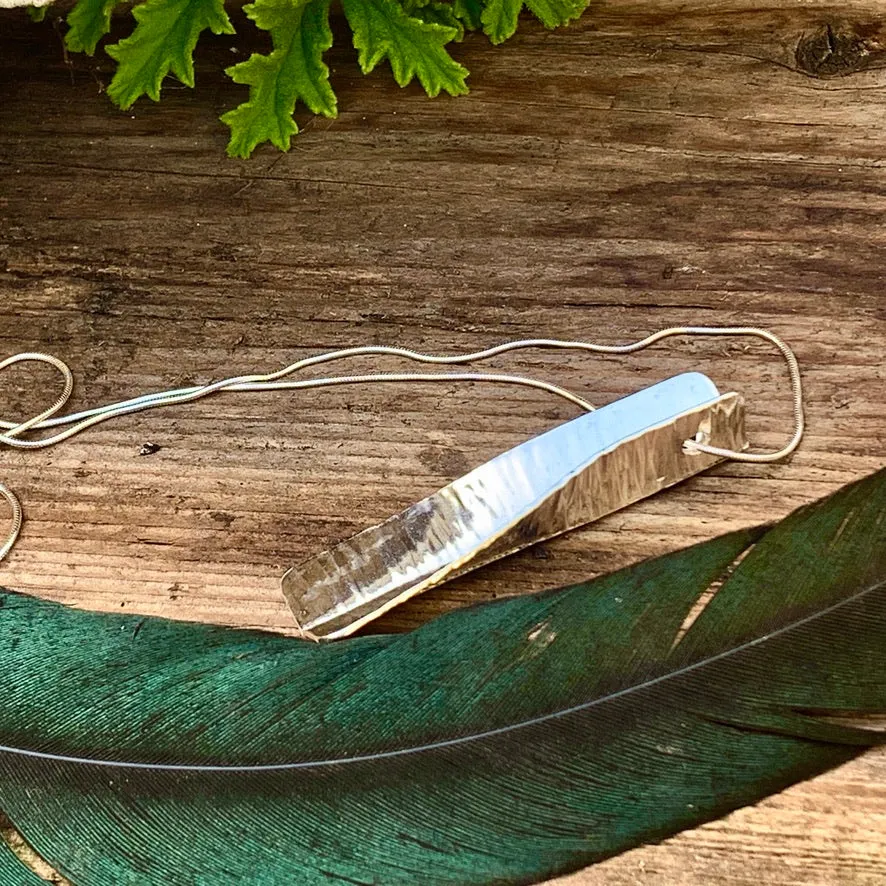 Hammered texture silver necklace