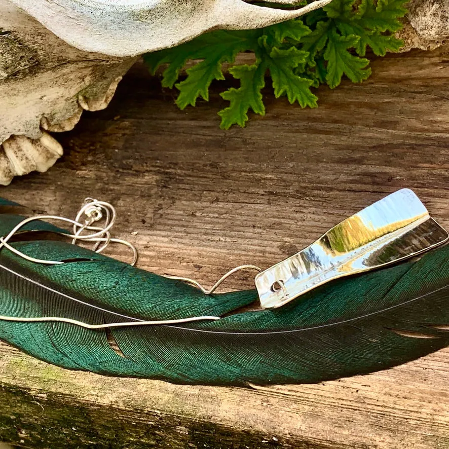 Hammered texture silver necklace