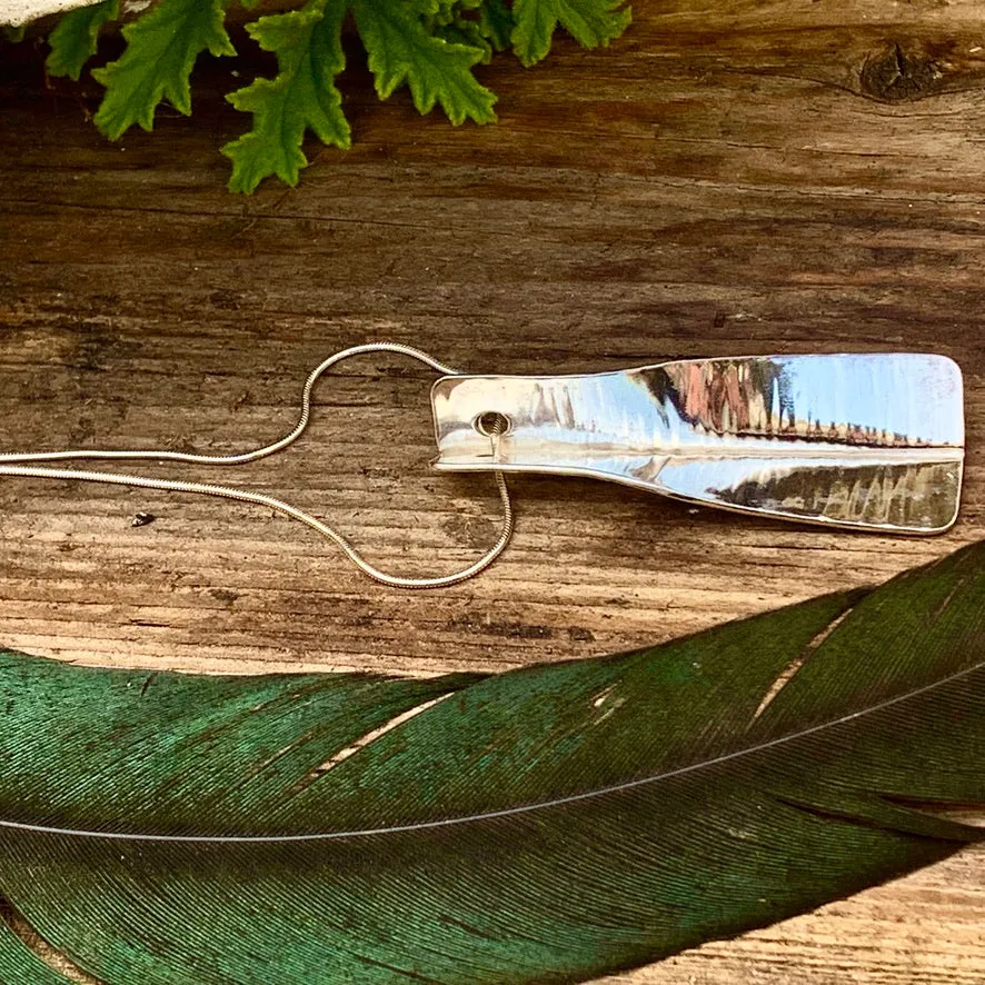 Hammered texture silver necklace