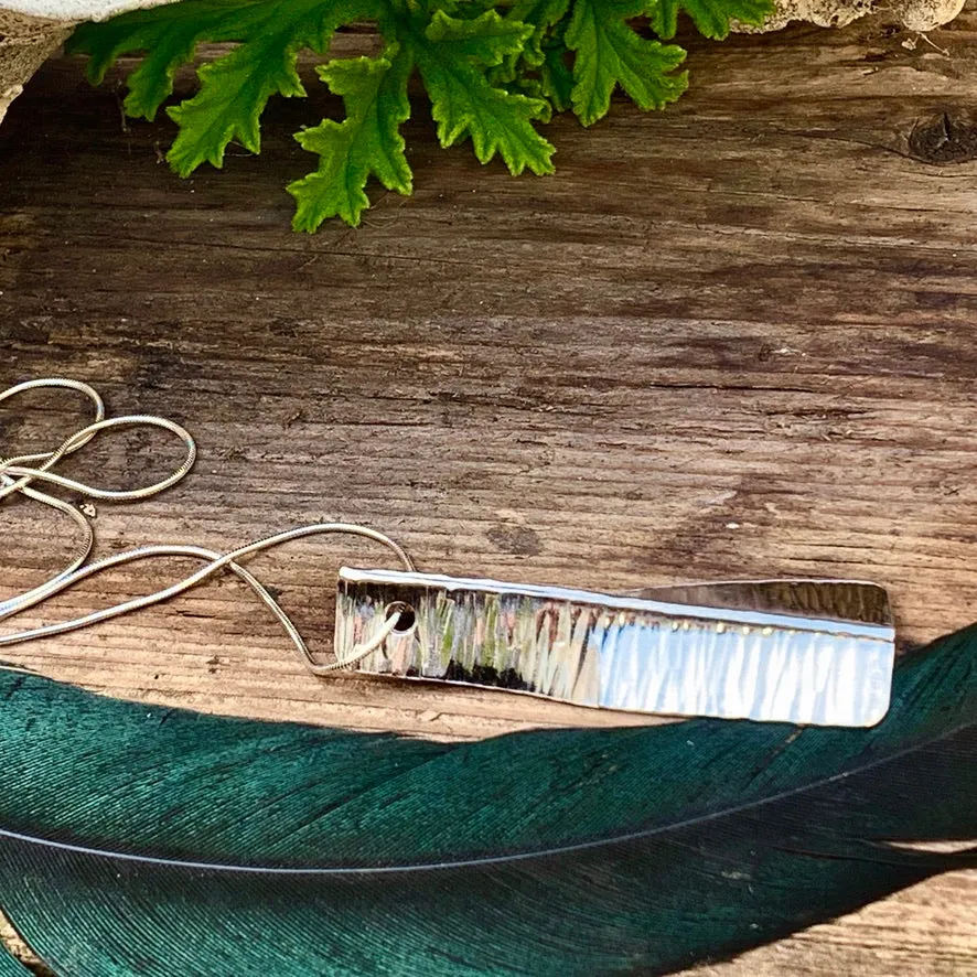 Hammered texture silver necklace