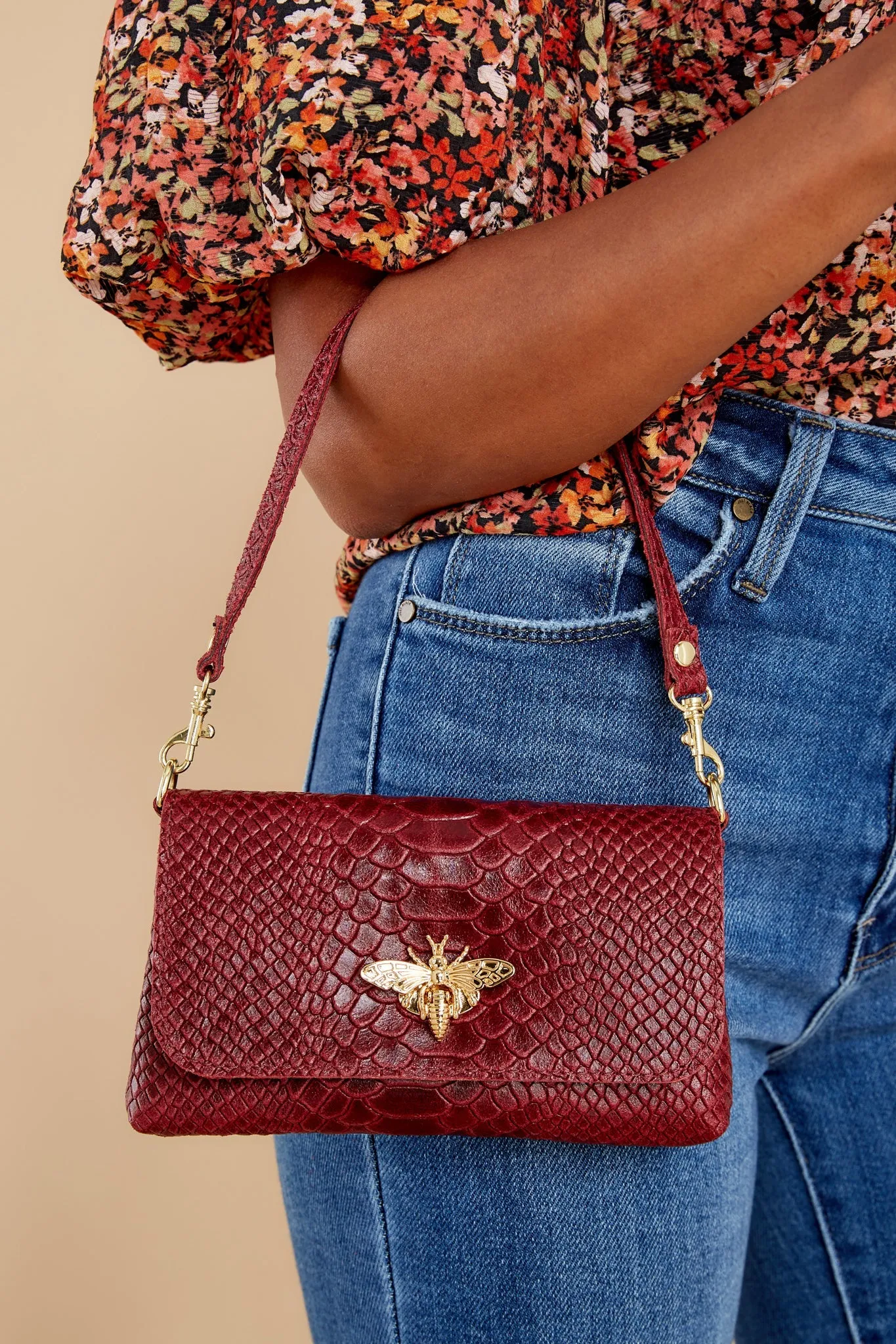 Hearts Aflutter Maroon Bag