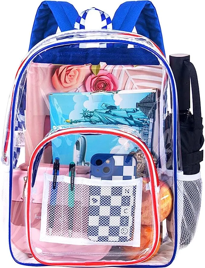 Heavy Duty Black See Through Clear Trendy Backpack
