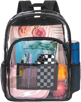 Heavy Duty Black See Through Clear Trendy Backpack