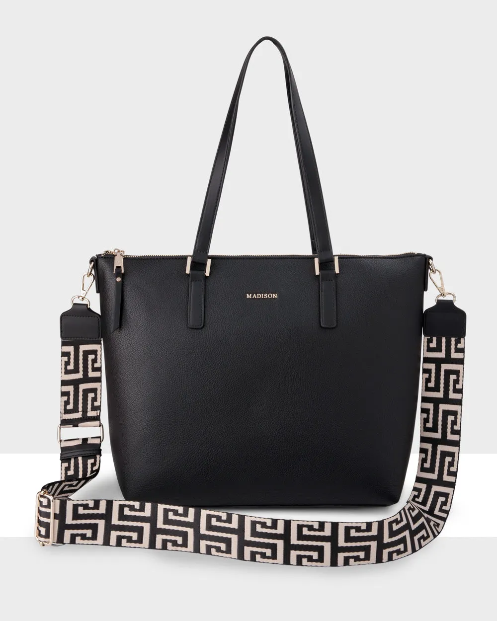 Inga Large Zip Top Tote Bag with Laptop Pocket   Graphic Bag Strap