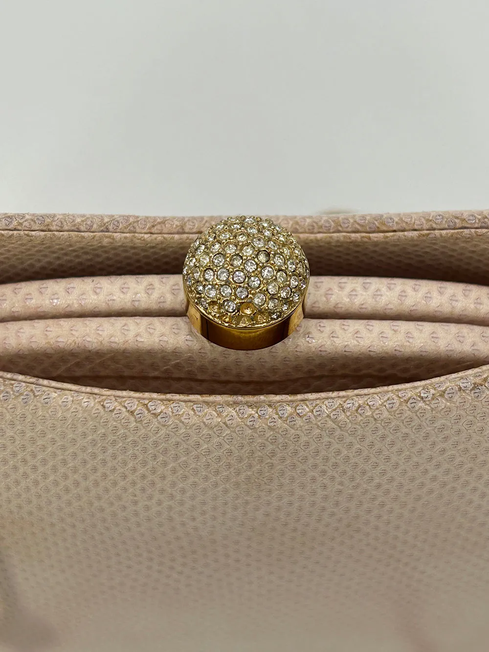 Judith Leiber Pink Lizard Crystal Strap Bag