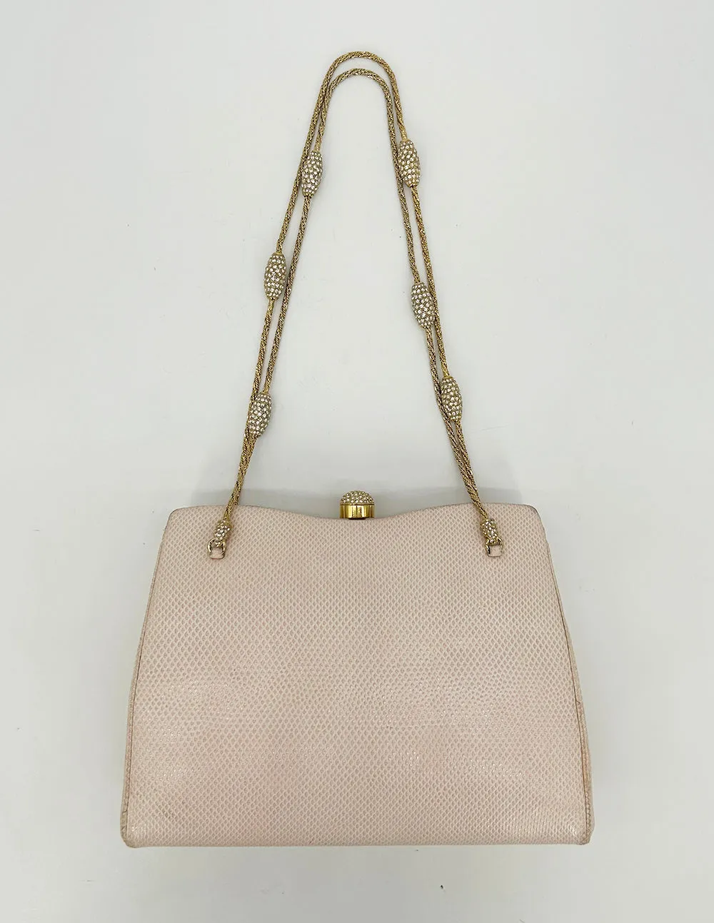 Judith Leiber Pink Lizard Crystal Strap Bag