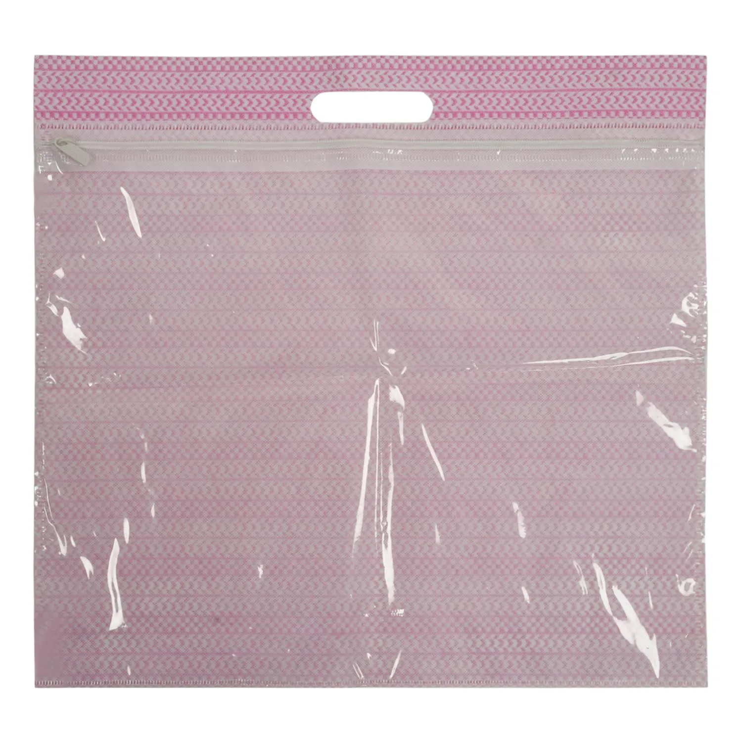 Kuber Industries Non-Woven Wardrobe Organizer/Gift Bags/Storage Bag For Store Saree, Lehenga, Suit With Transparent Window With Handle- Pack of 3 (Pink)