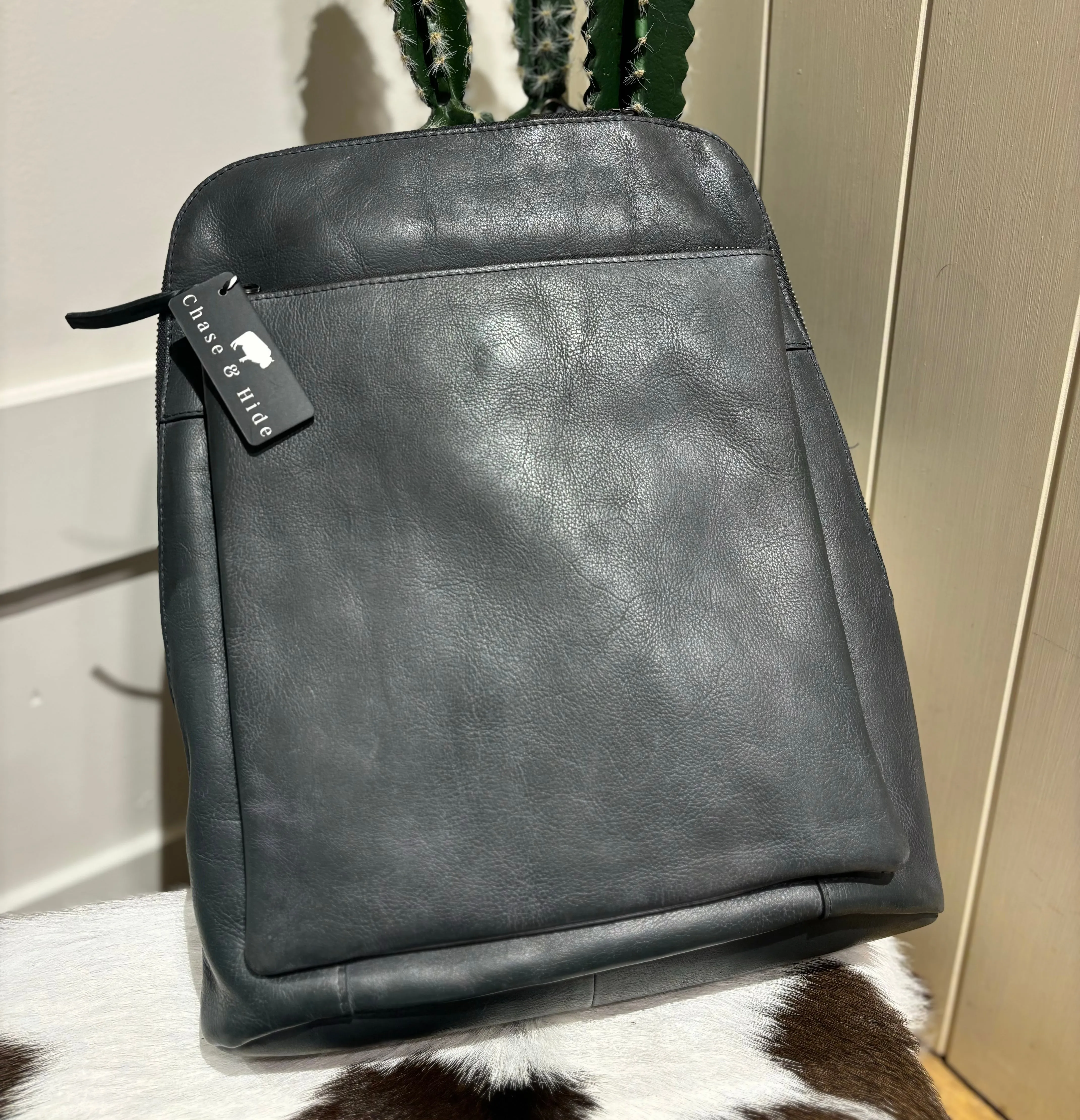 Ladies Leather Backpack Steel #7704
