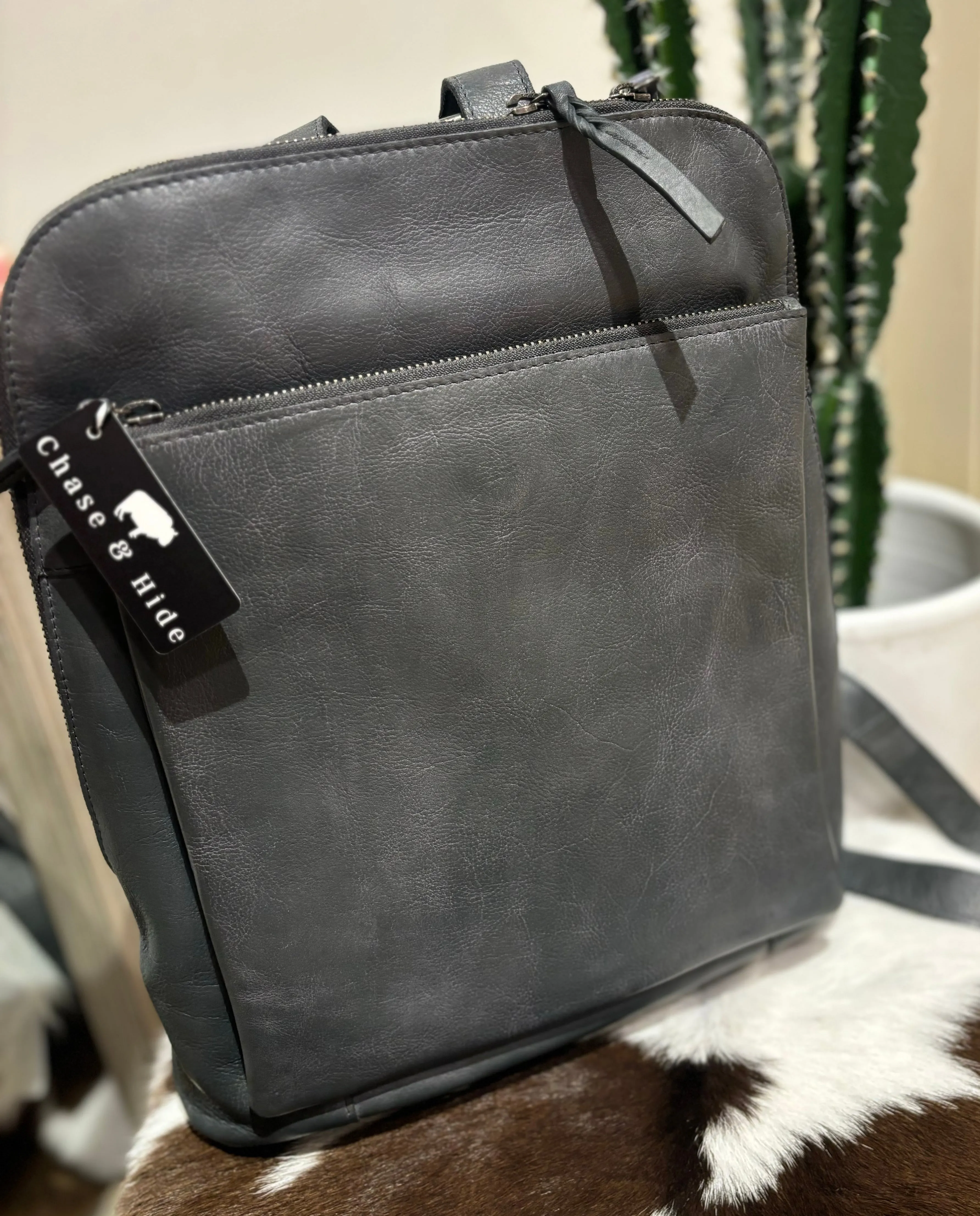 Ladies Leather Backpack Steel #7704