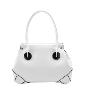 Leather Shoulder bag For Women Zip Medium Tote Handbag Susan White