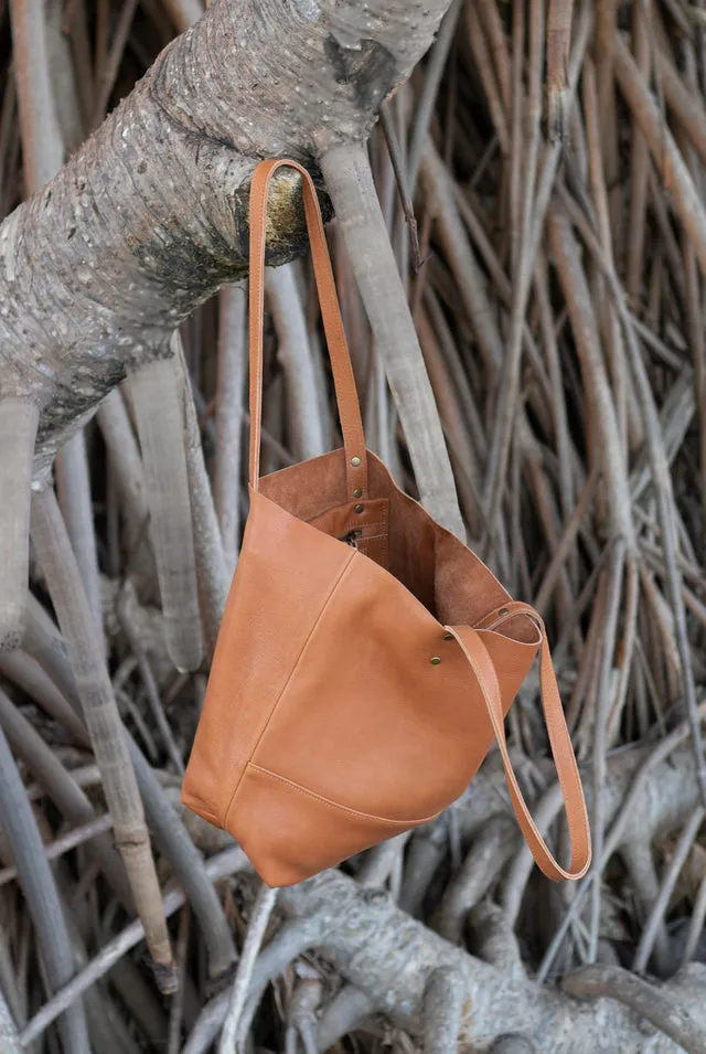 Leather tote bag - Lapacho