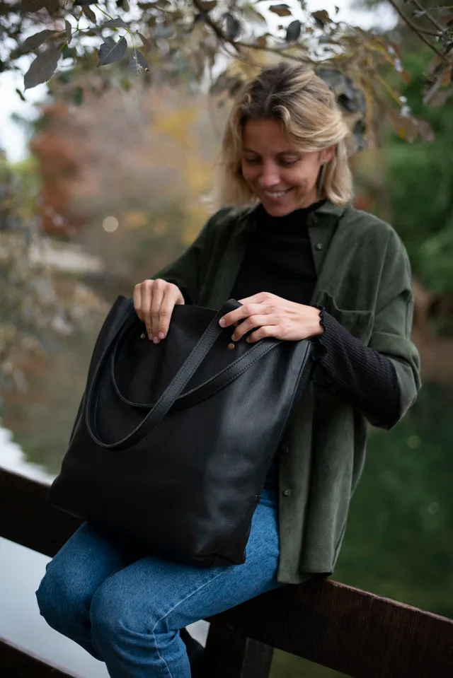 Leather tote bag - Lapacho